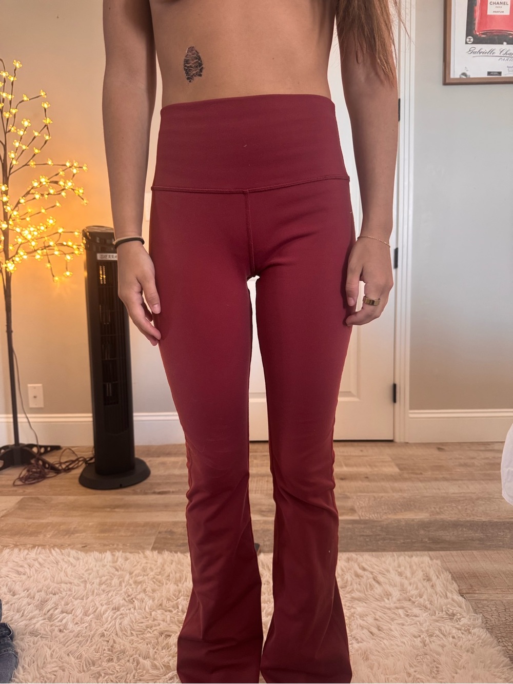 ALO Yoga High-Waist Flare Leggings in Burgundy